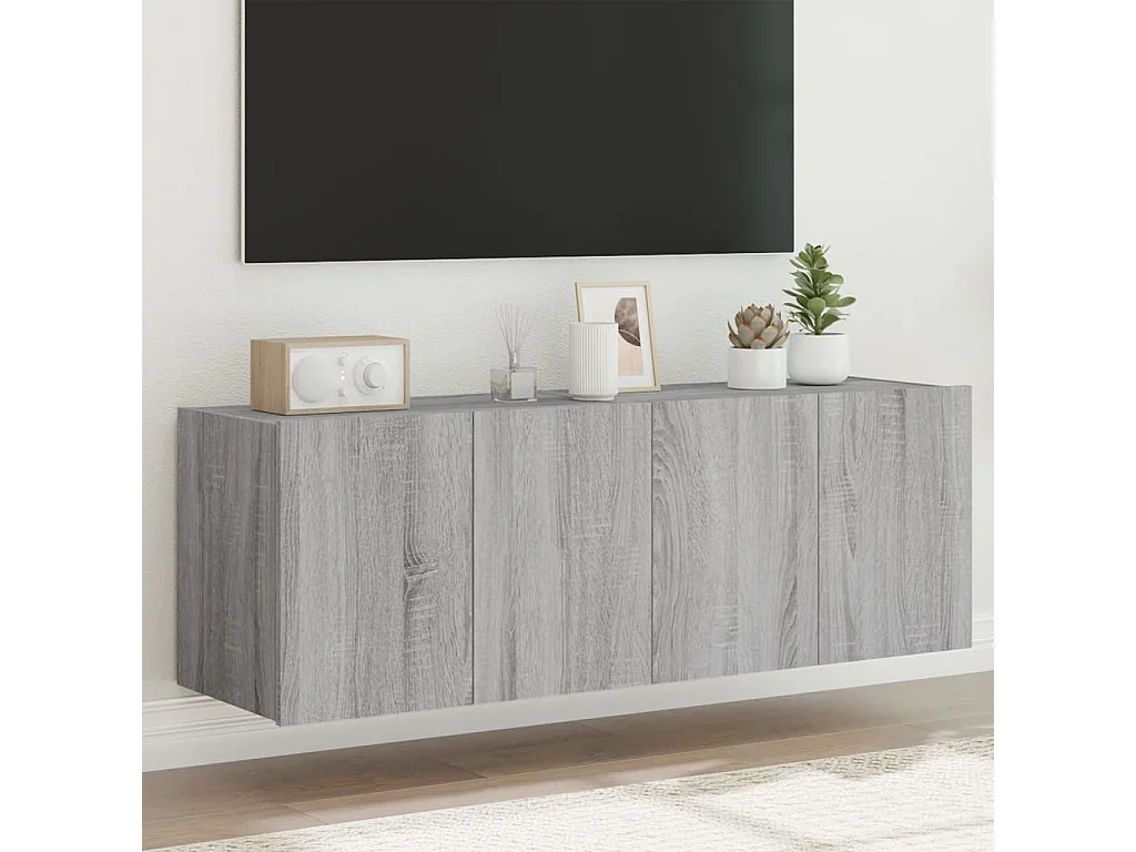 Gerben  Meubles TV muraux et lumières LED 2pcs sonoma gris 60x35x41 cm