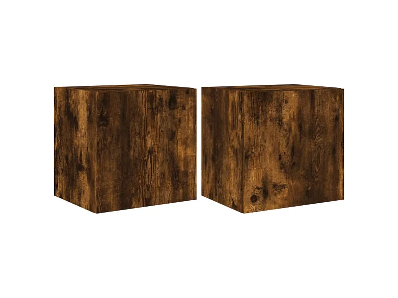 Gerben  Tv-wandmeubelen met LED 2 st 40,5x35x40 cm gerookt eikenkleurig