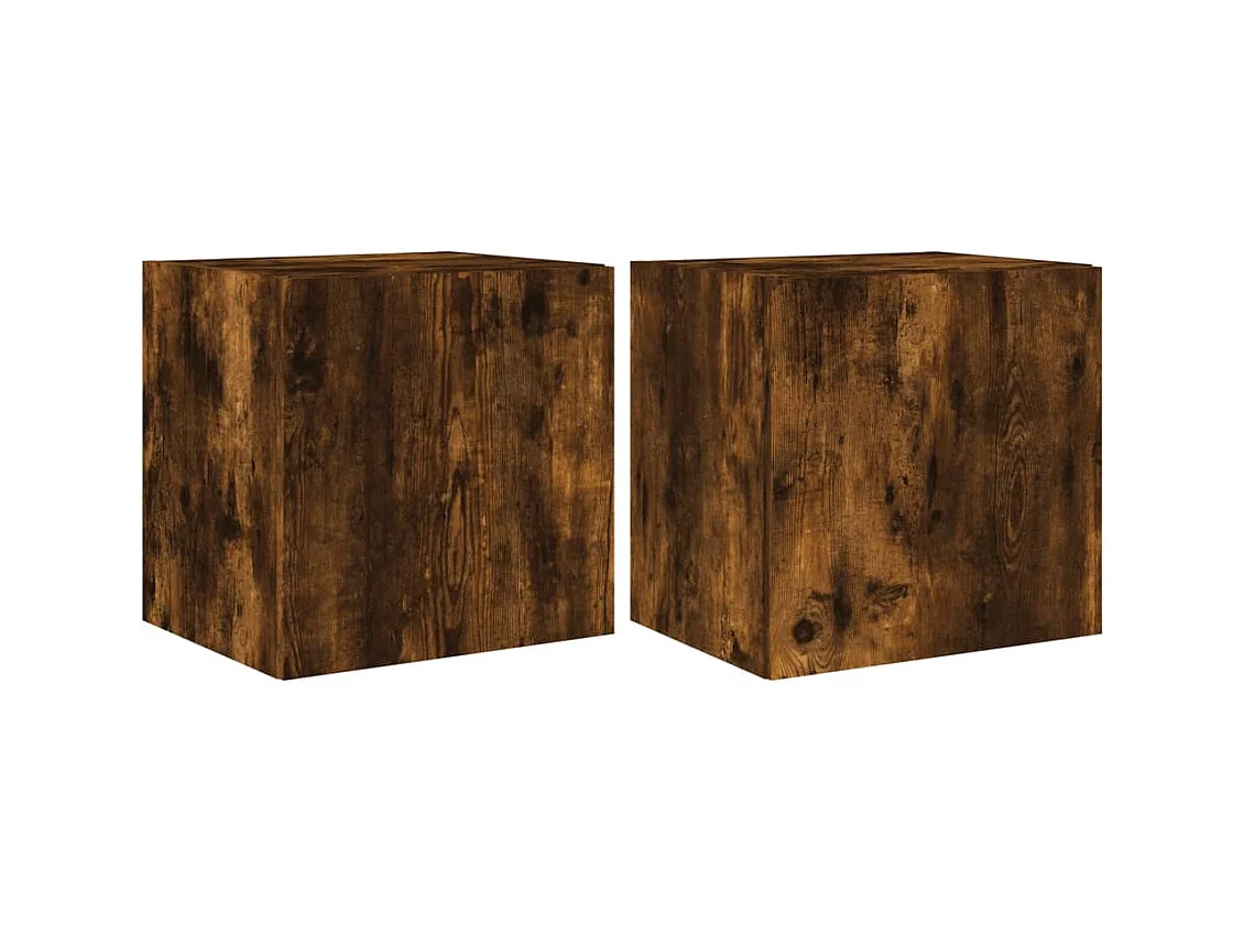 Gerben  Meubles TV muraux et lumières LED 2pcs chêne fumé 40,5x35x40 cm