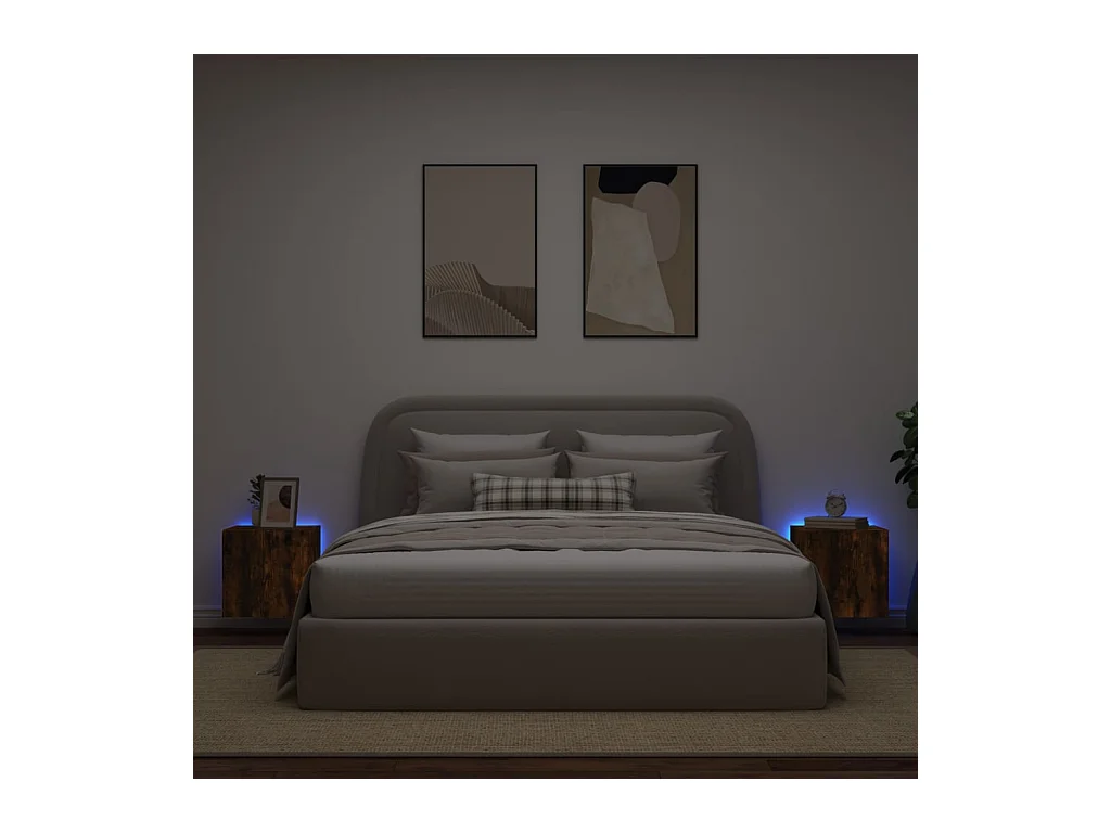 Gerben  Meubles TV muraux et lumières LED 2pcs chêne fumé 40,5x35x40 cm