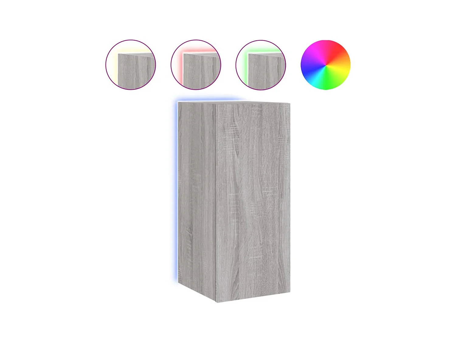 Gerben  Meuble TV mural avec lumières LED sonoma gris 30,5x35x70 cm