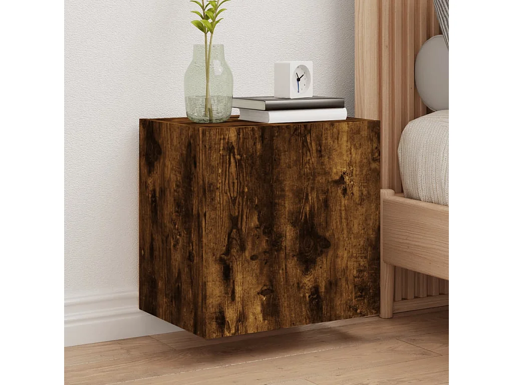 Chaffee  Meuble TV mural chêne fumé 40,5x30x40 cm bois d'ingénierie