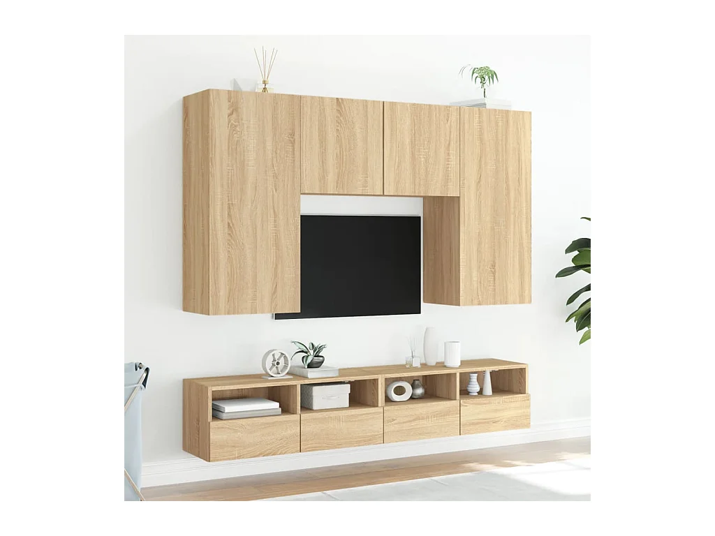 Sil  Tv-wandmeubels 2 st 80x30x30 cm bewerkt hout sonoma eikenkleur