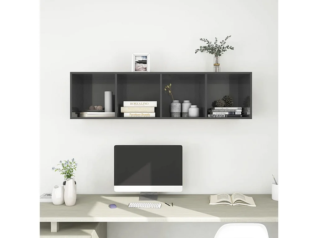 Aymee  Tv-wandmeubel 37x37x142,5 cm bewerkt hout hoogglans grijs