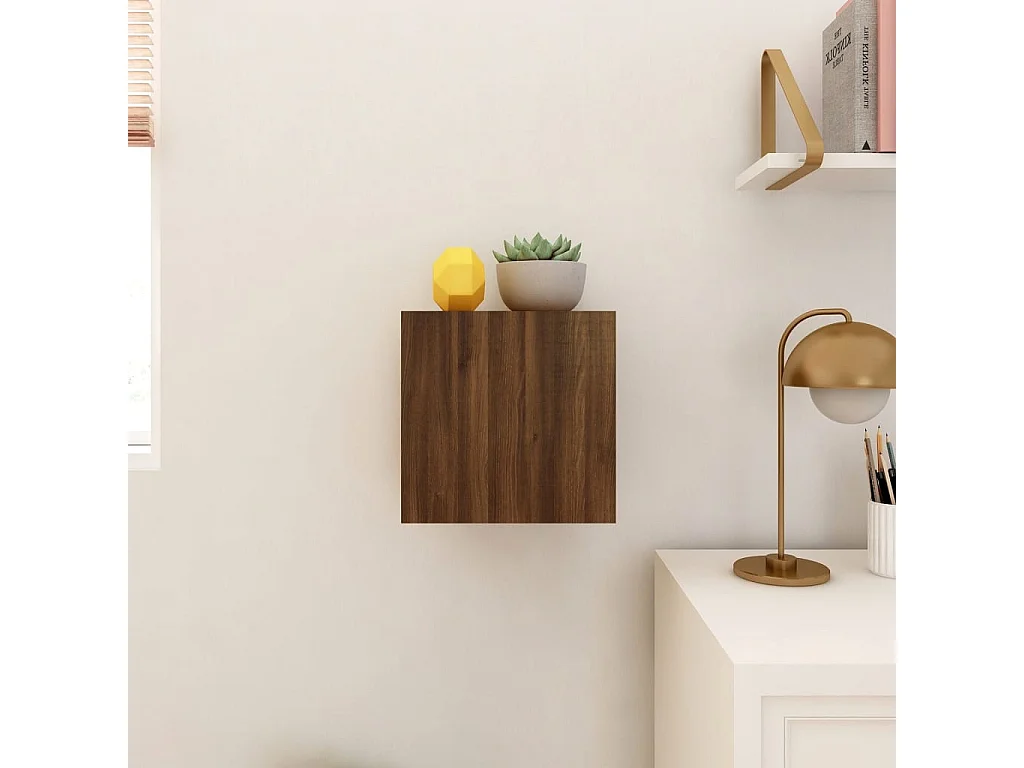 Ahakista  Meuble TV mural Chêne marron 30,5x30x30 cm