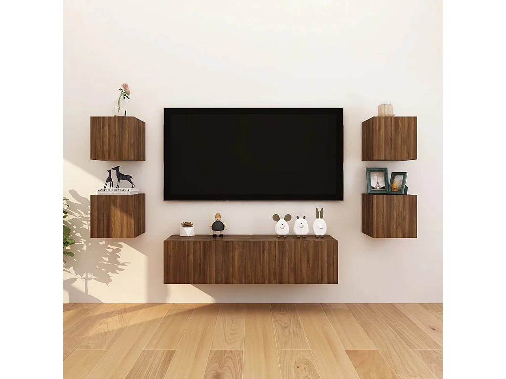 Ahakista  Meuble TV mural Chêne marron 30,5x30x30 cm