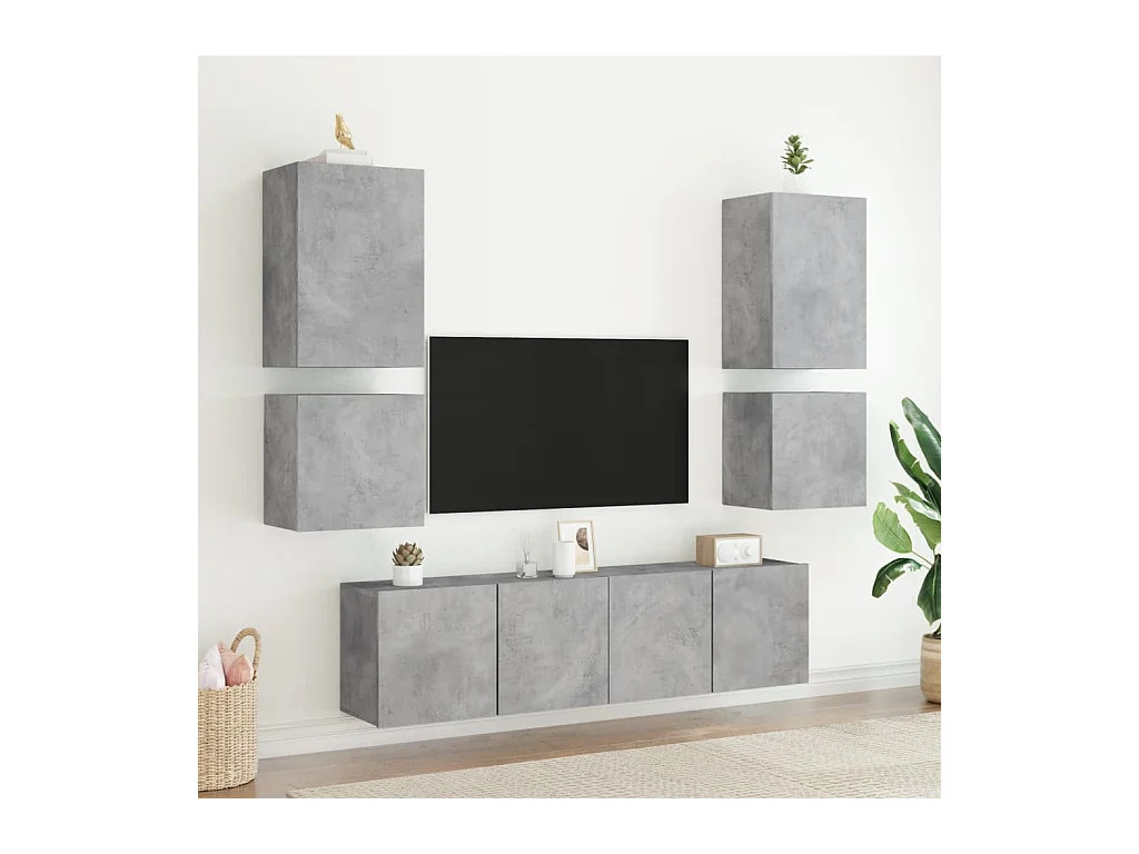 Chaffee  Meuble TV mural gris béton 40,5x30x40 cm bois d'ingénierie