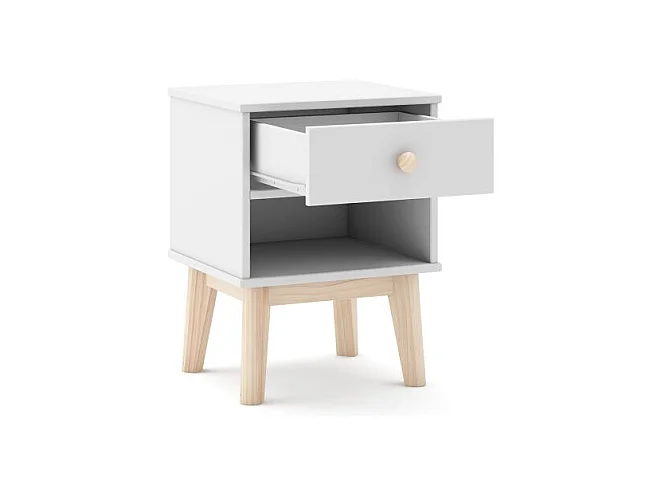 Mesita de noche juvenil Misty Breeze Blanco - Oak Soft