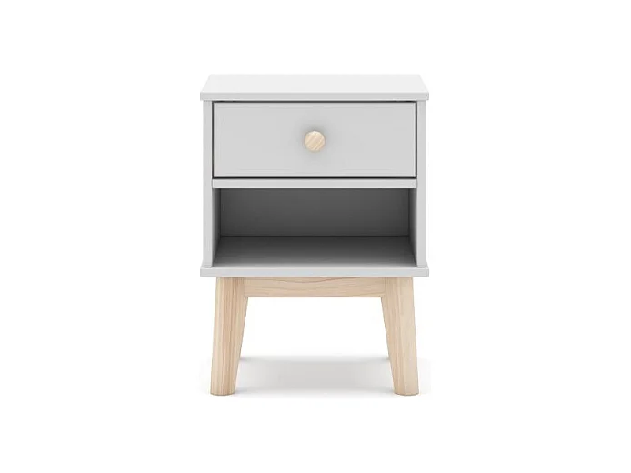 Mesita de noche juvenil Misty Breeze Blanco - Oak Soft