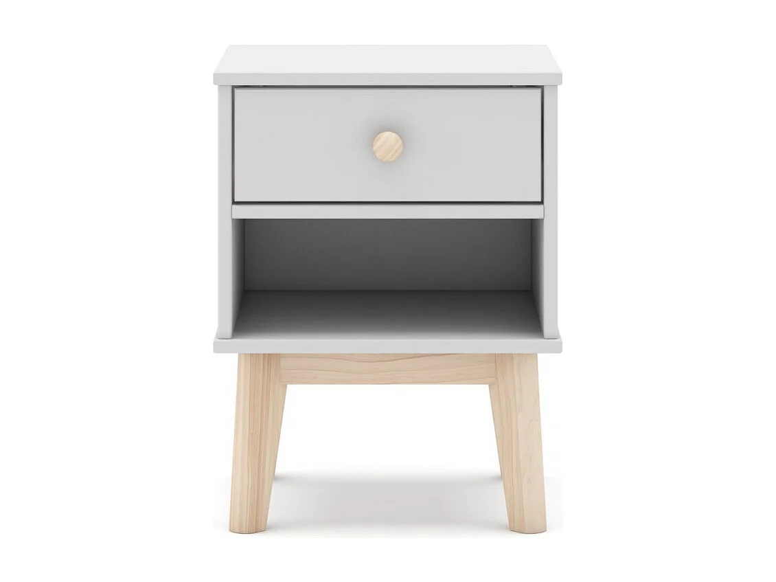 Mesita de noche juvenil Misty Breeze Blanco - Oak Soft