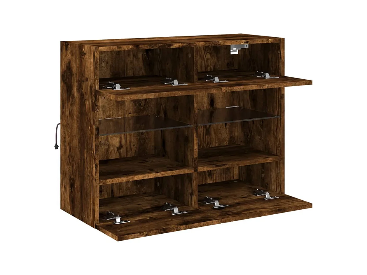 DuBois  Mueble TV de pared con luces LED roble ahumado 78,5x30x60,5 cm