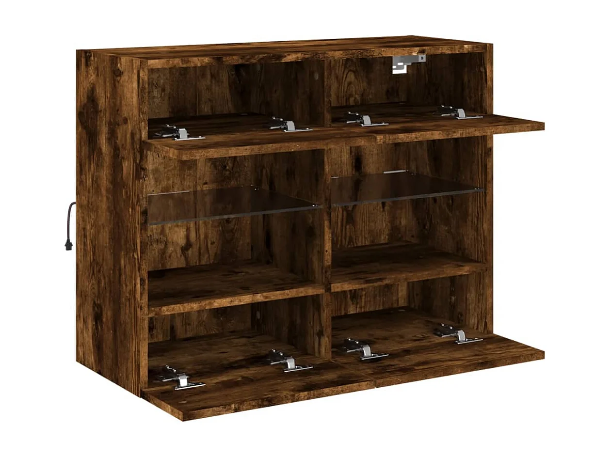 DuBois  Tv-wandmeubel met LED-verlichting 78,5x30x60,5 cm gerookt eiken