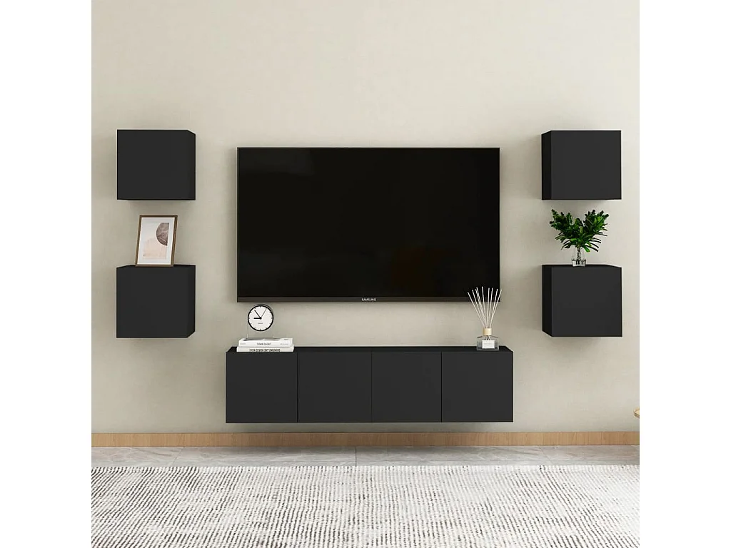 Ahakista  Meuble TV mural Noir 30,5x30x30 cm