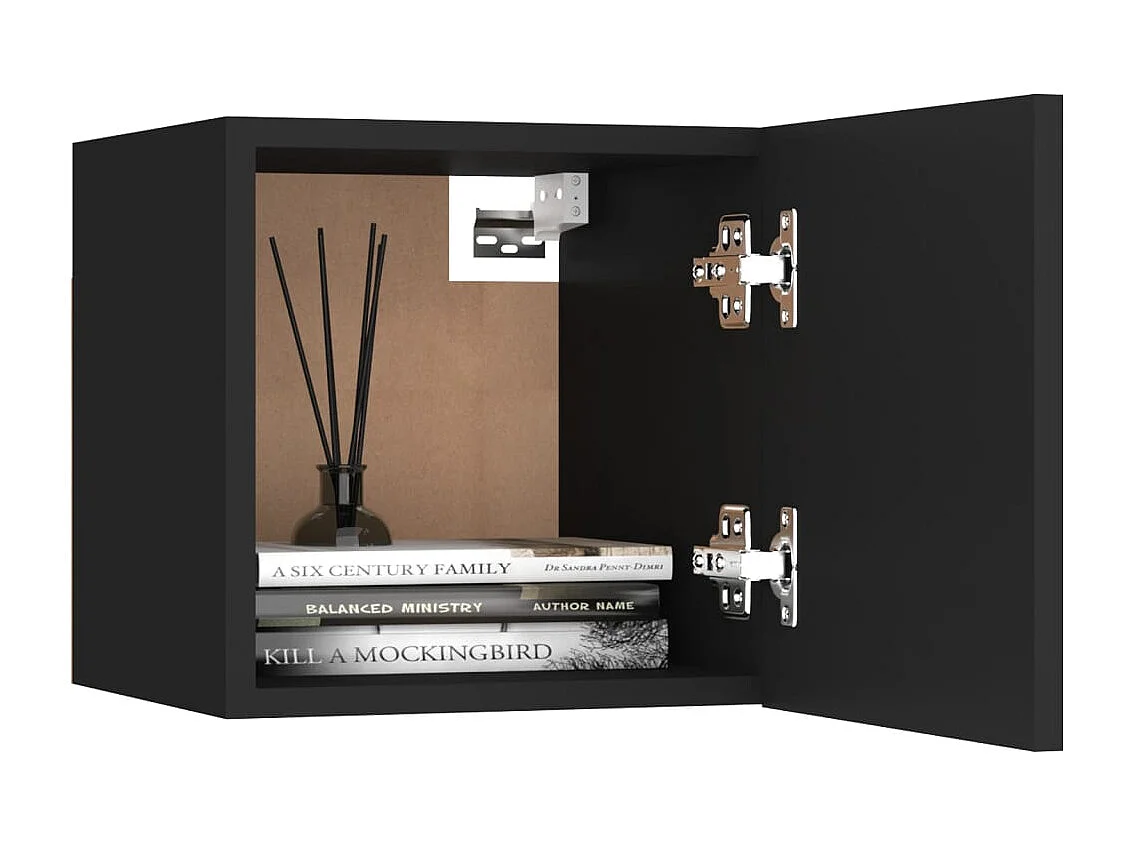 Ahakista  Meuble TV mural Noir 30,5x30x30 cm