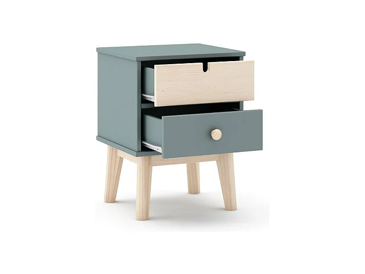 Mesita de noche Misty Cloud Verde Salvia - Oak Soft