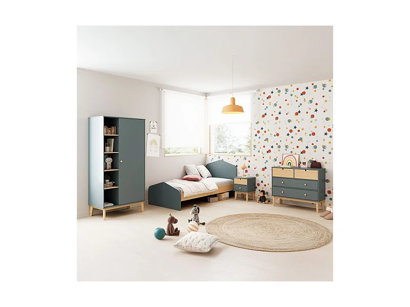 Mesita de noche Misty Cloud Verde Salvia - Oak Soft