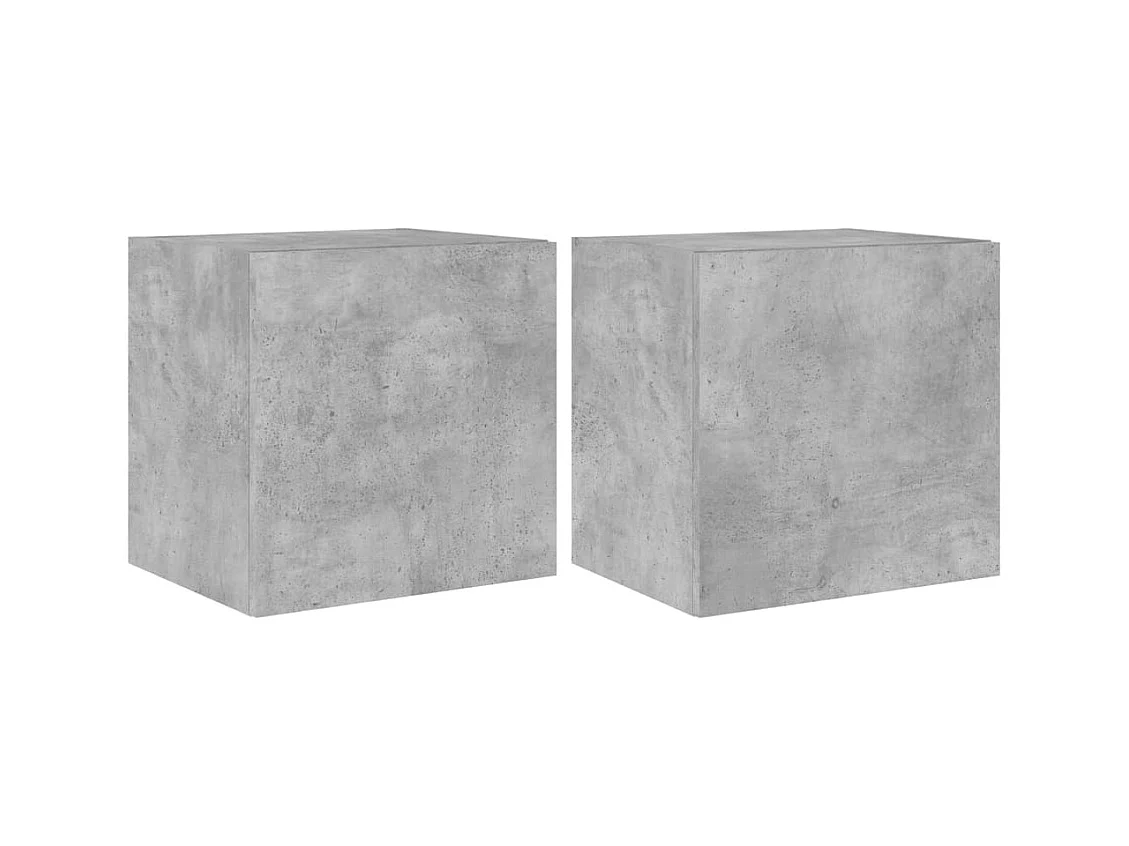 Gerben  Tv-wandmeubelen met LED 2 st 40,5x35x40 cm betongrijs