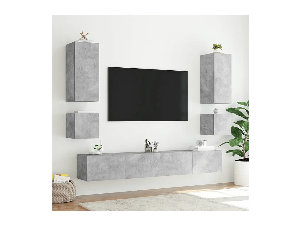 Gerben  Tv-wandmeubelen met LED 2 st 40,5x35x40 cm betongrijs