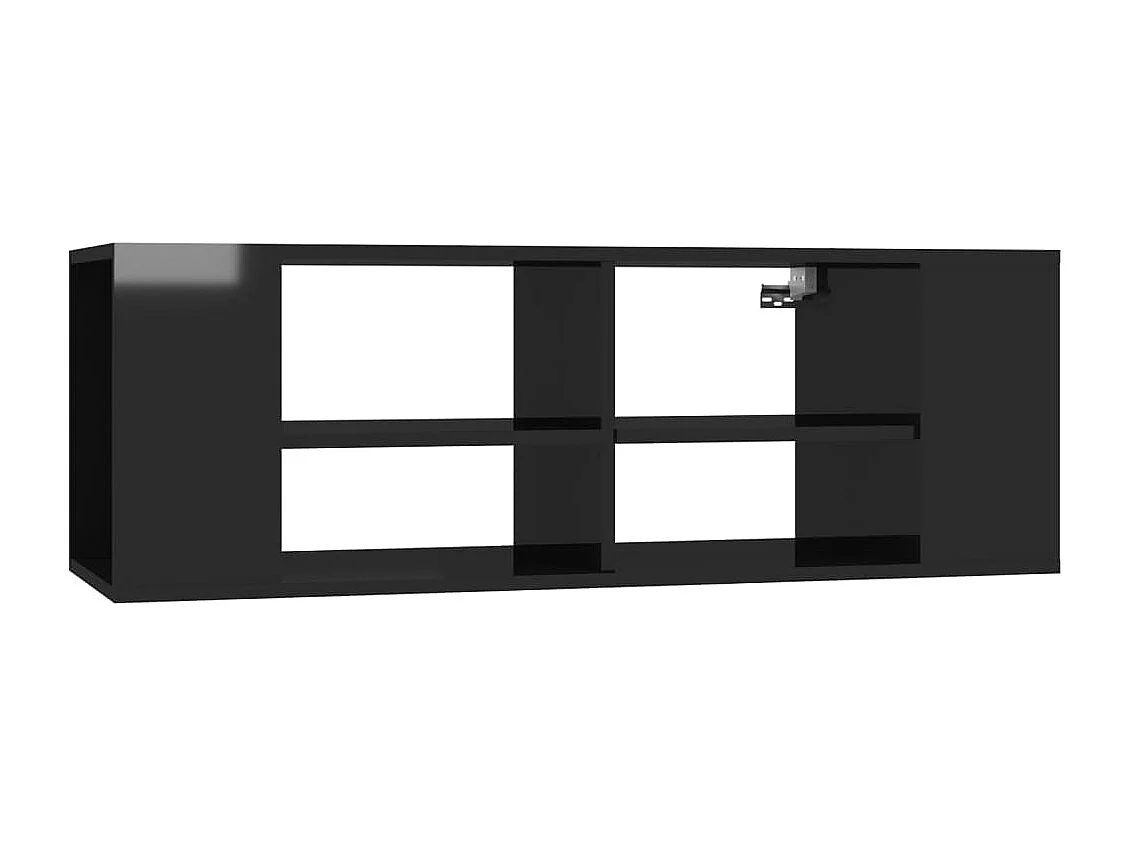 Ryno  Mueble pared TV madera contrachapada negro brillo 102x35x35 cm