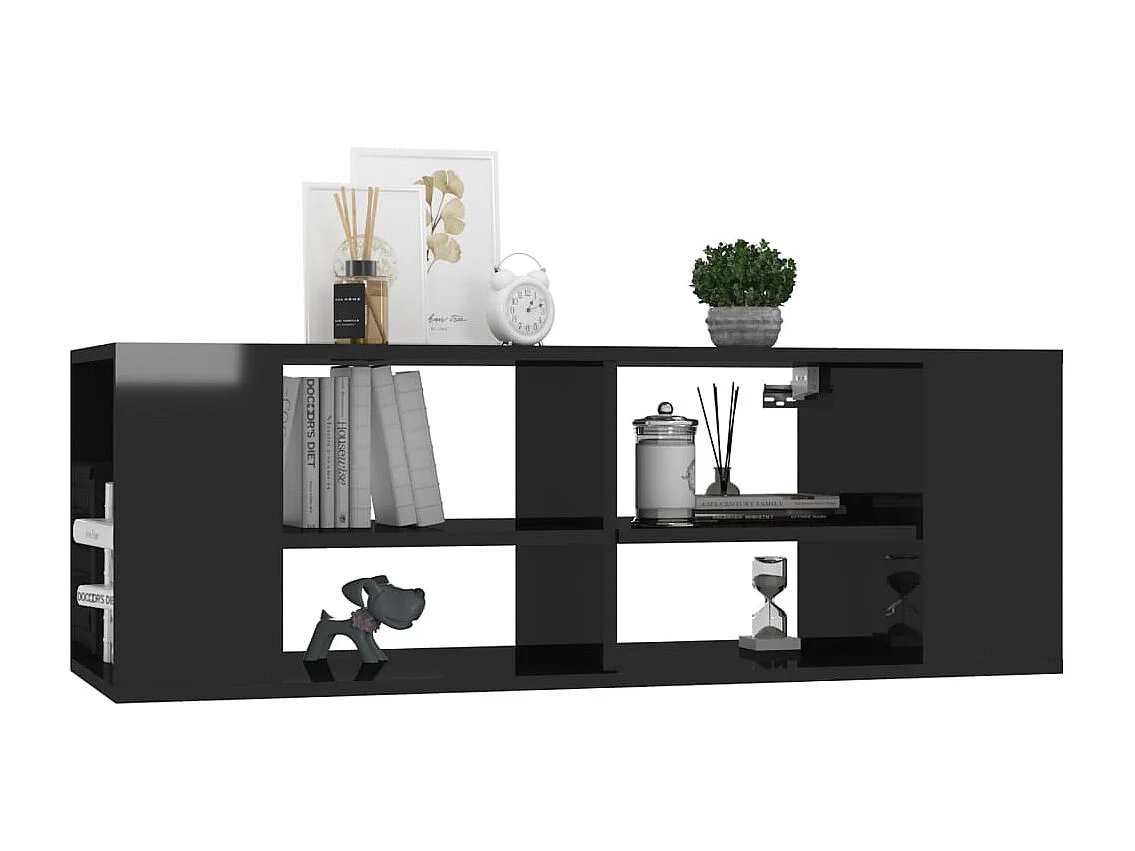 Ryno  Mueble pared TV madera contrachapada negro brillo 102x35x35 cm
