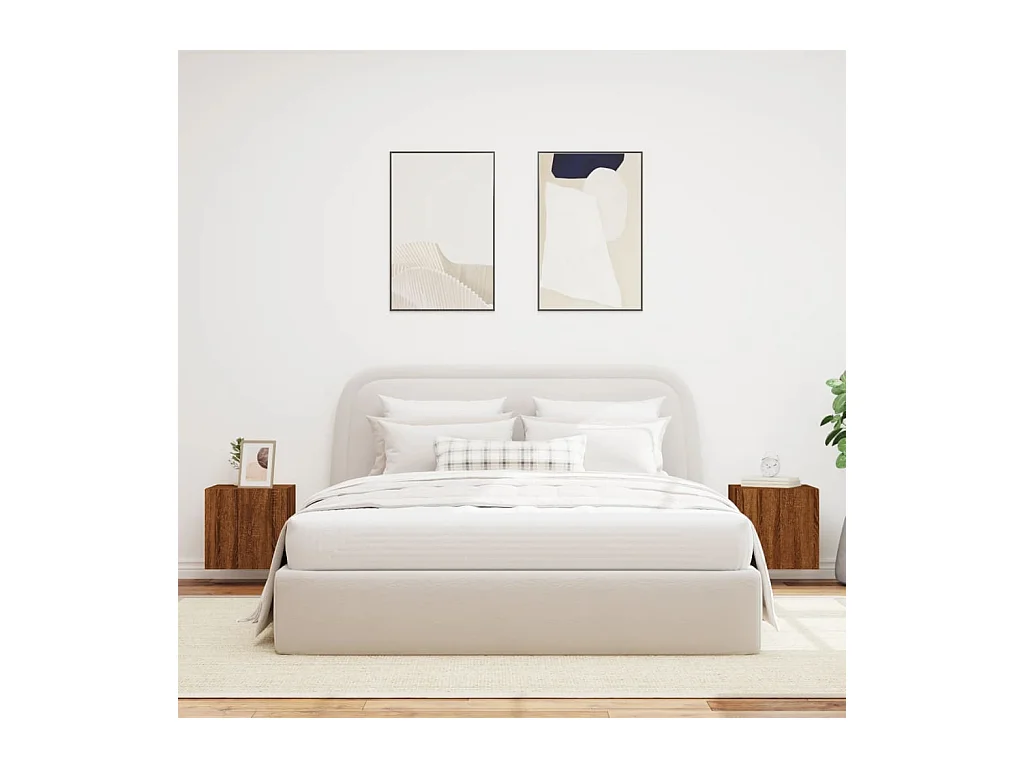 Gerben  Muebles TV de pared luces LED 2 uds marrón roble 40,5x35x40 cm