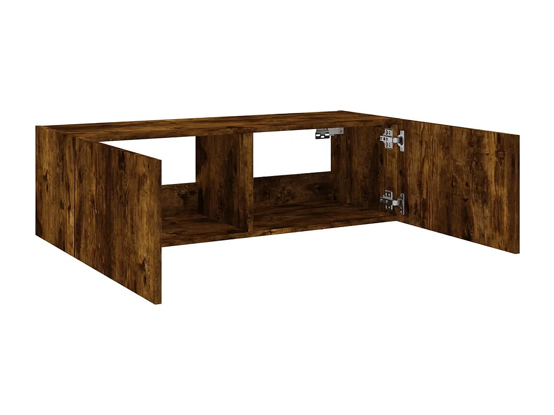 Gerben  Mueble de TV de pared con luces LED roble ahumado 100x35x31 cm