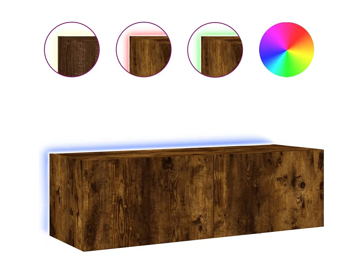 Gerben  Tv-wandmeubel met LED-verlichting 100x35x31 cm gerookt eiken