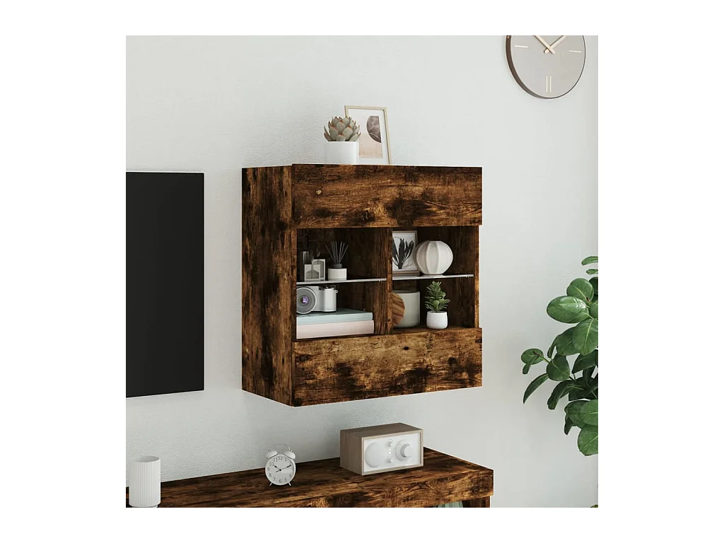 DuBois  Meuble TV mural avec lumières LED chêne fumé 58,5x30x60,5 cm