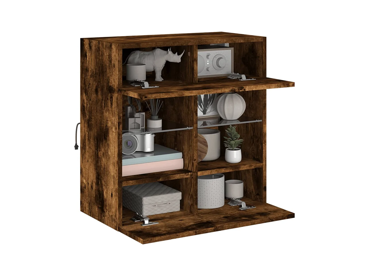 DuBois  Meuble TV mural avec lumières LED chêne fumé 58,5x30x60,5 cm