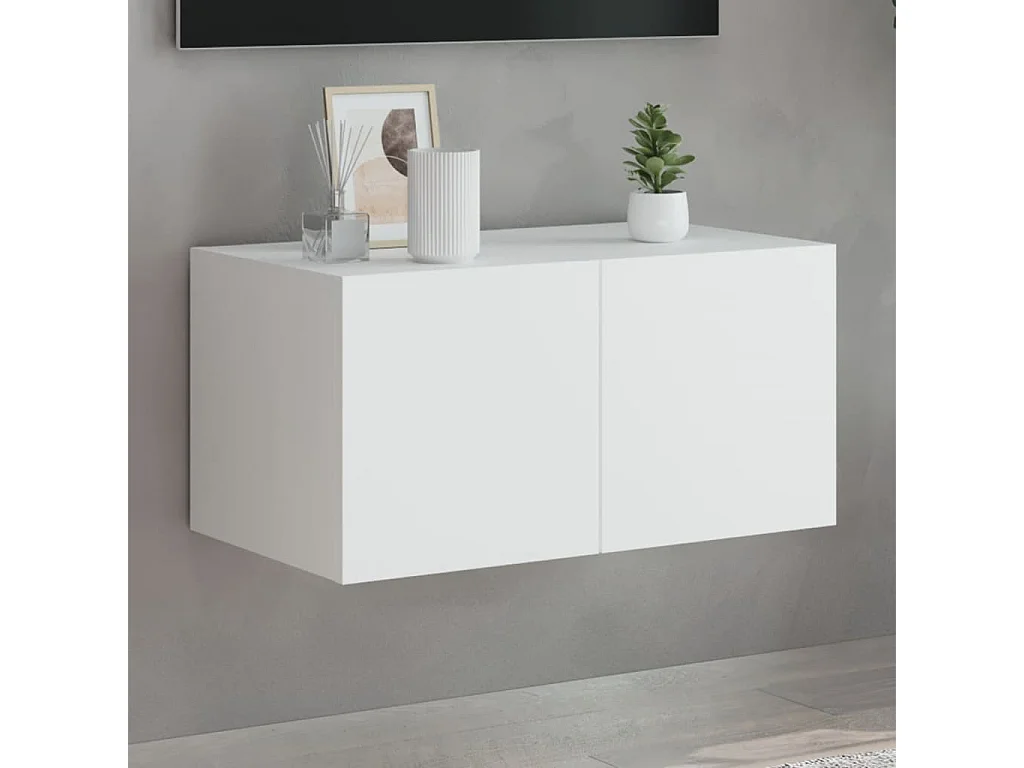 Gerben  Meuble TV mural avec lumières LED blanc 60x35x31 cm