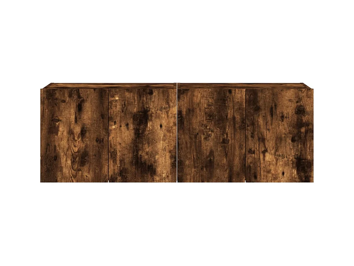 Gerben  Muebles TV de pared luces LED 2 uds roble ahumado 60x35x41 cm