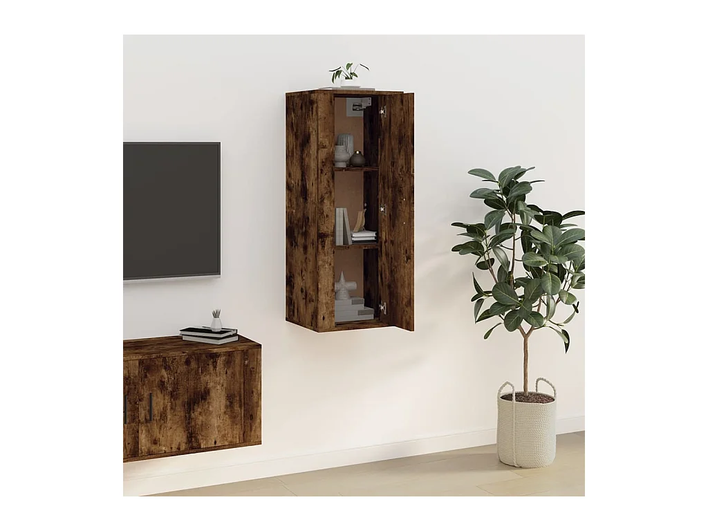 Murk  Meuble TV mural Chêne fumé 40x34,5x100 cm