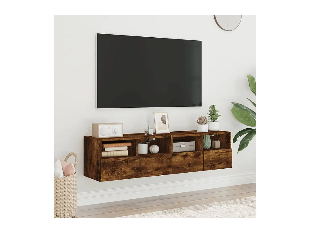 Sil  Muebles de pared para TV 2 uds madera roble ahumado 60x30x30 cm