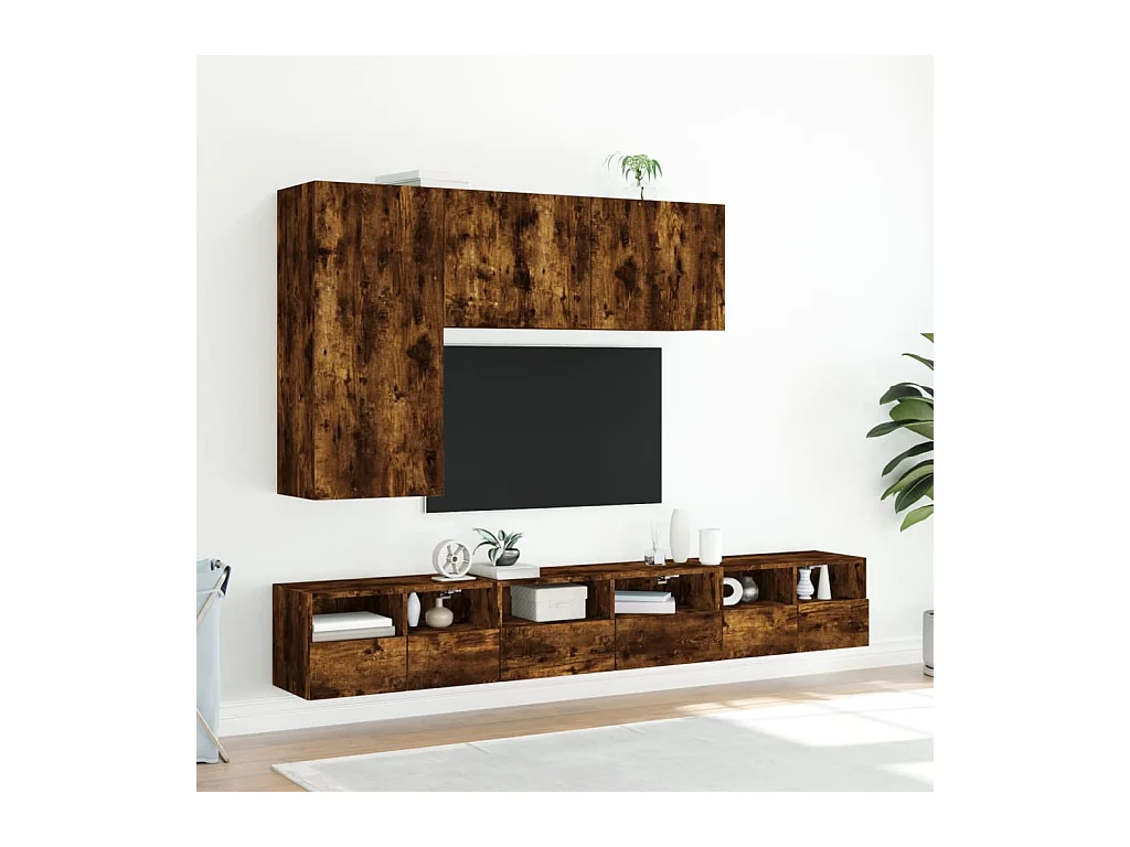 Sil  Muebles de pared para TV 2 uds madera roble ahumado 60x30x30 cm