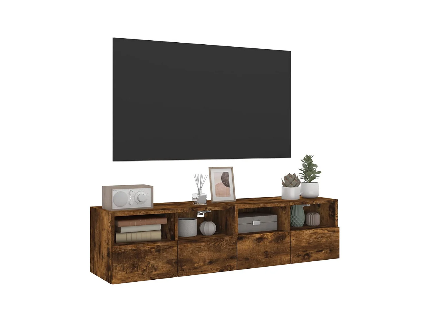 Sil  Muebles de pared para TV 2 uds madera roble ahumado 60x30x30 cm