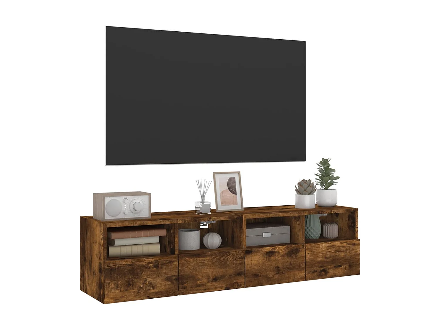 Sil  Muebles de pared para TV 2 uds madera roble ahumado 60x30x30 cm