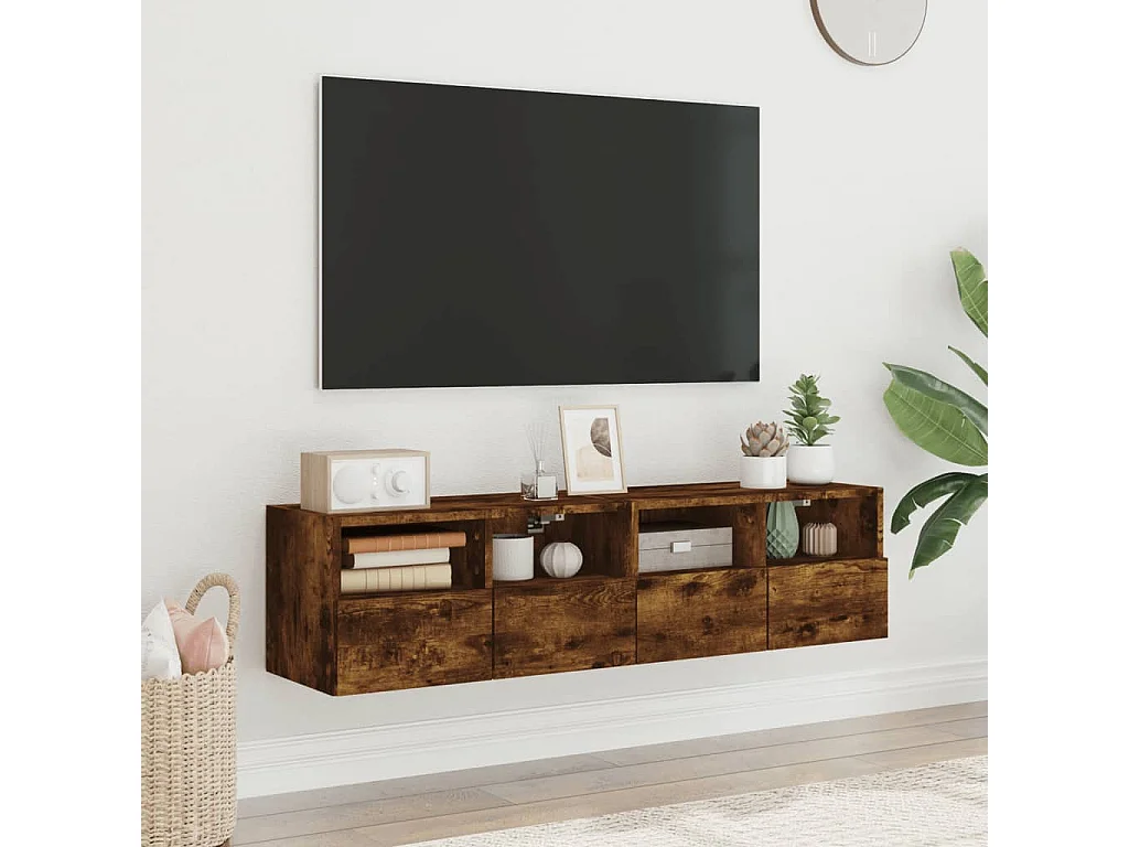 Sil  Tv-wandmeubels 2 st 60x30x30 cm bewerkt hout gerookt eikenkleur