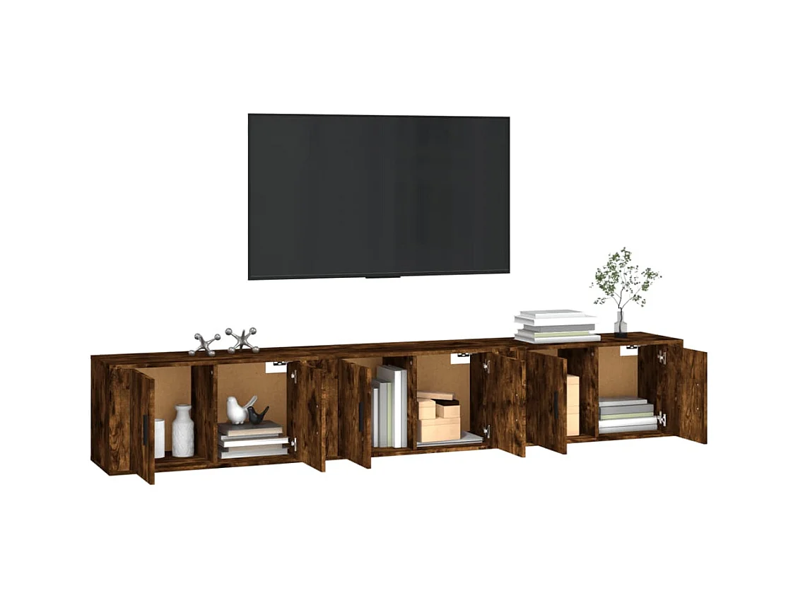 Crofton  Meubles TV muraux 3 pcs chêne fumé 80x34,5x40 cm