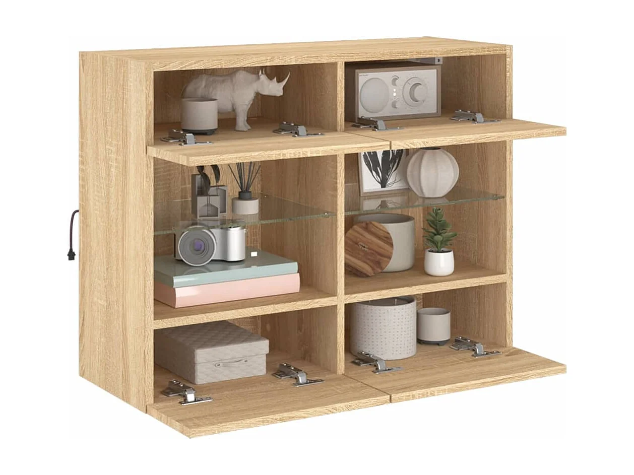 DuBois  Tv-wandmeubel met LED-verlichting 78,5x30x60,5 cm sonoma eiken