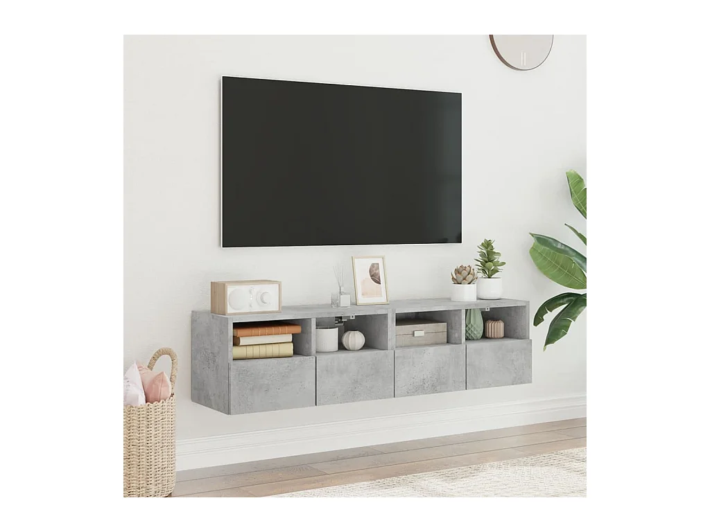 Sil  Meubles TV muraux 2 pcs gris béton 60x30x30cm bois d'ingénierie