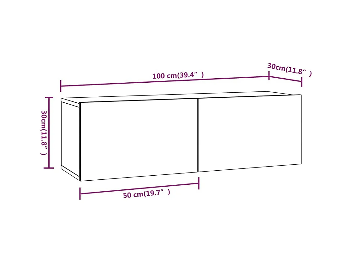 Mitchel  Armoire murale TV Sonoma gris 100x30x30 cm Bois d'ingénierie