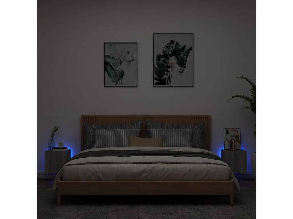 Gerben  Meubles TV muraux et lumières LED 2pcs sonoma gris 30,5x35x30cm