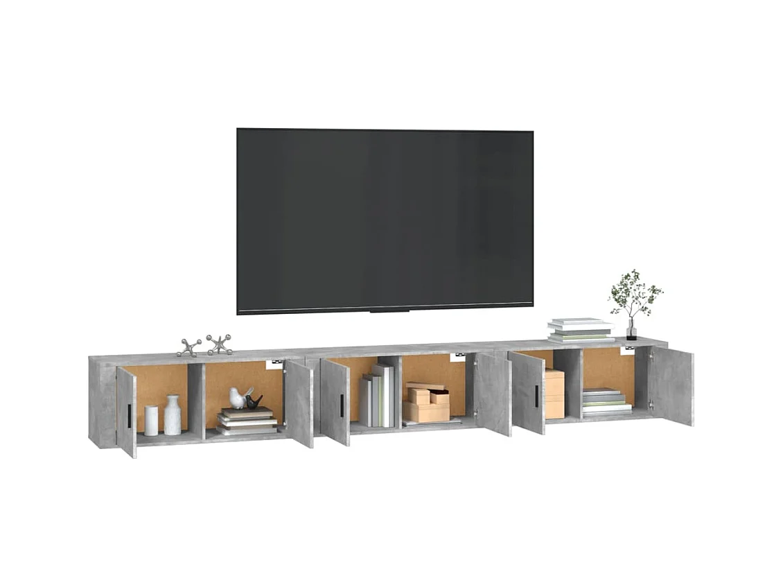 Crofton  Muebles para TV de pared 3 uds gris hormigón 100x34,5x40 cm