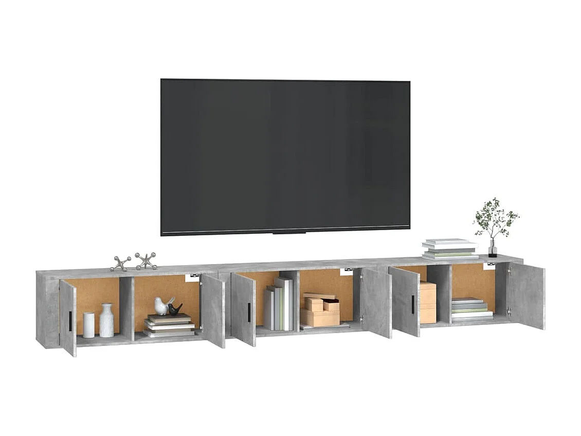 Crofton  Muebles para TV de pared 3 uds gris hormigón 100x34,5x40 cm