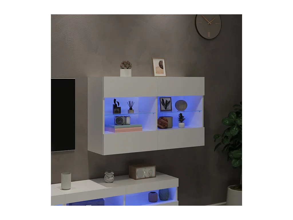 DuBois  Tv-wandmeubel met LED-verlichting 98,5x30x60,5 cm wit