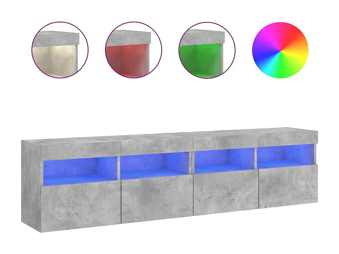Ølstykke  Meubles TV muraux et lumières LED 2pcs gris béton 80x30x40 cm