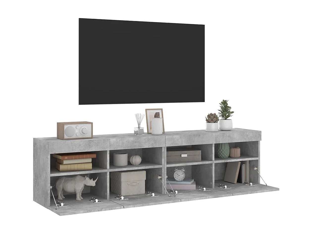 Ølstykke  Meubles TV muraux et lumières LED 2pcs gris béton 80x30x40 cm