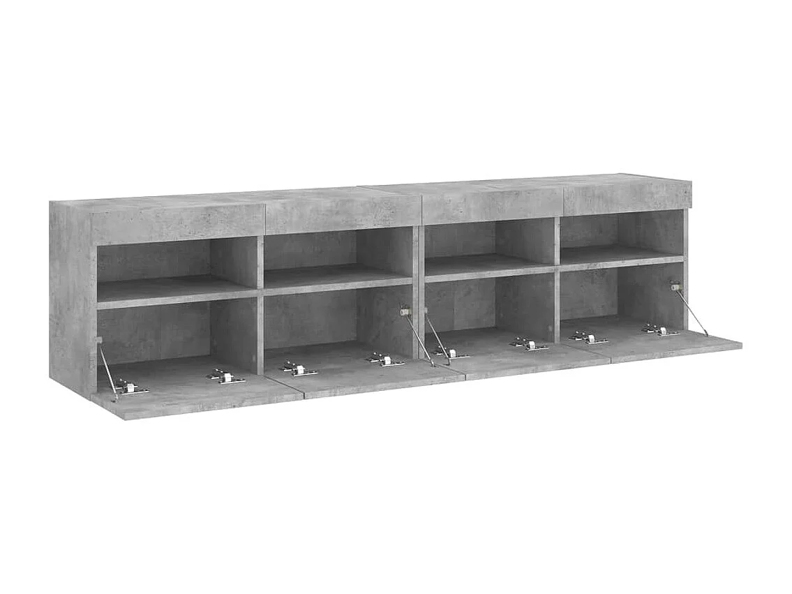 Ølstykke  Meubles TV muraux et lumières LED 2pcs gris béton 80x30x40 cm