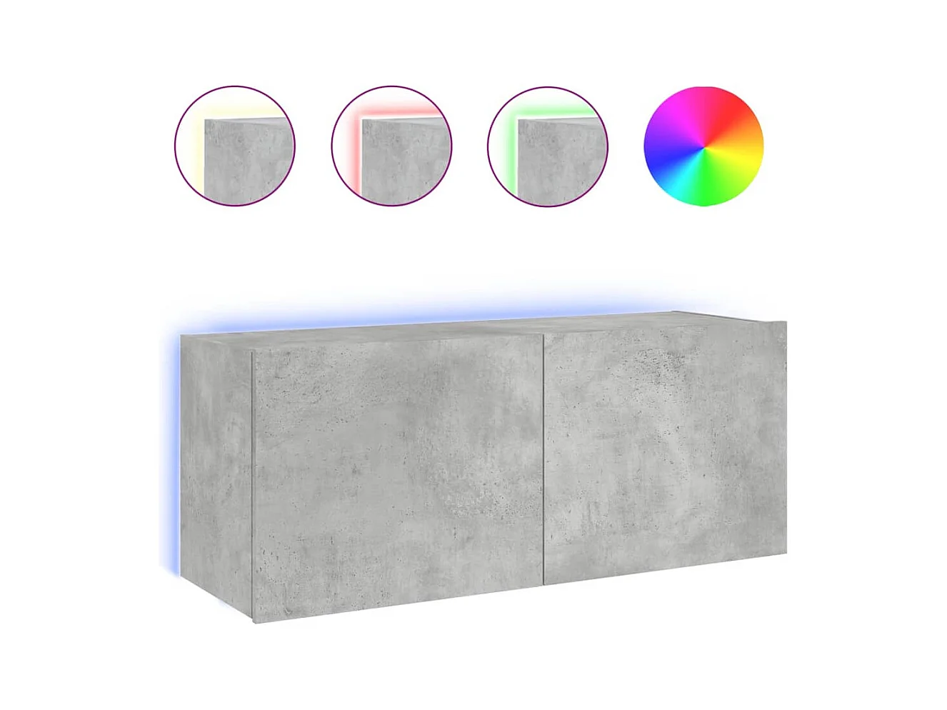 Gerben  Meuble TV mural avec lumières LED gris béton 100x35x41 cm