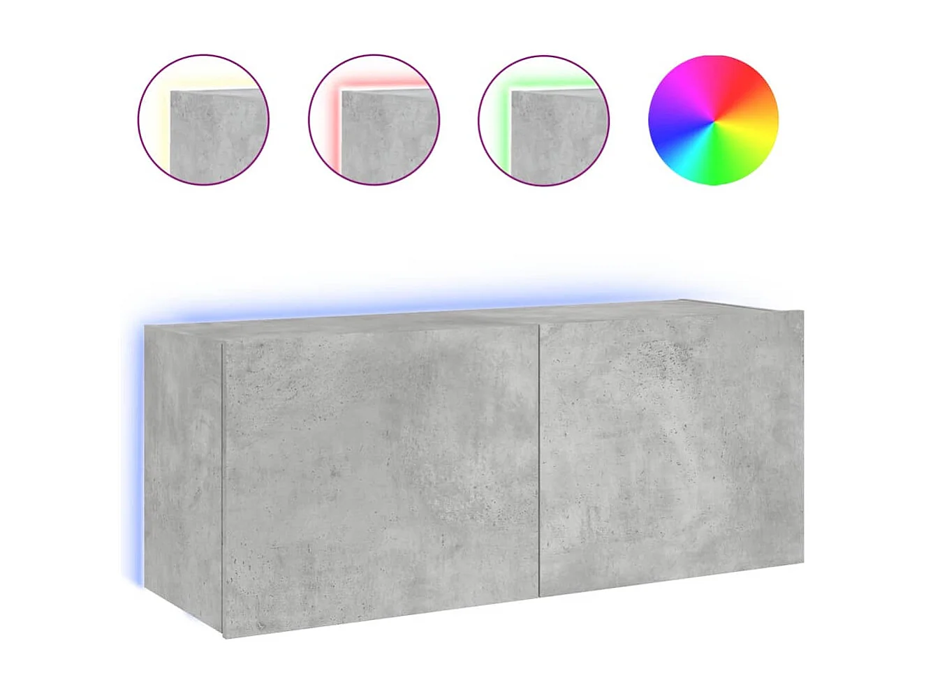 Gerben  Meuble TV mural avec lumières LED gris béton 100x35x41 cm